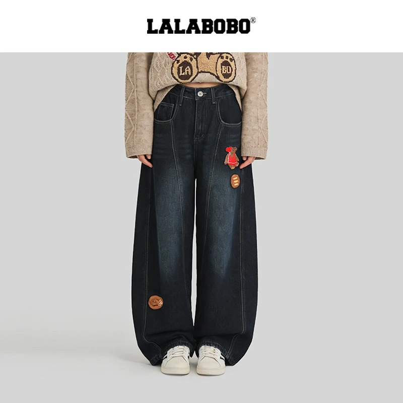 LALABOBO面包小熊加绒牛仔裤RBED-WXZC22
