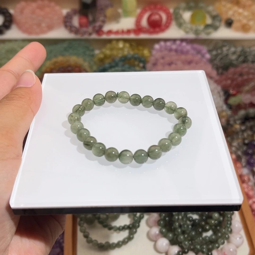 水晶手链未镶嵌林**林6m绿兔毛单圈