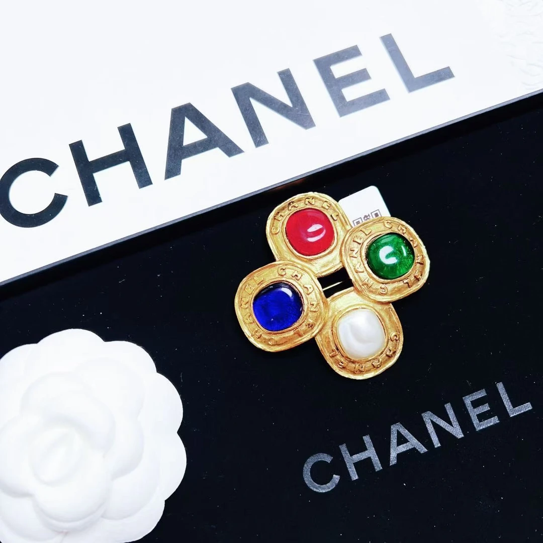 95新 Chanel/香奈儿 柚礼中古/香奈儿四色琉璃胸针lk402061
