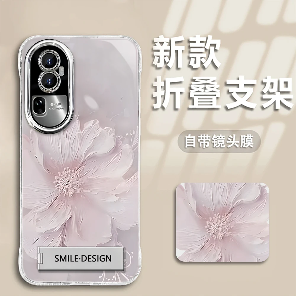 适用于【OPPO】Reno10复古创意油画花简约时尚羽纱无边框手机壳