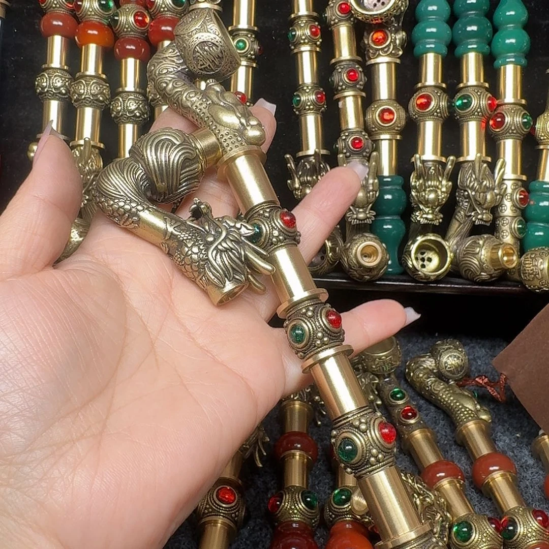 黄铜烟锅加香烟35公分