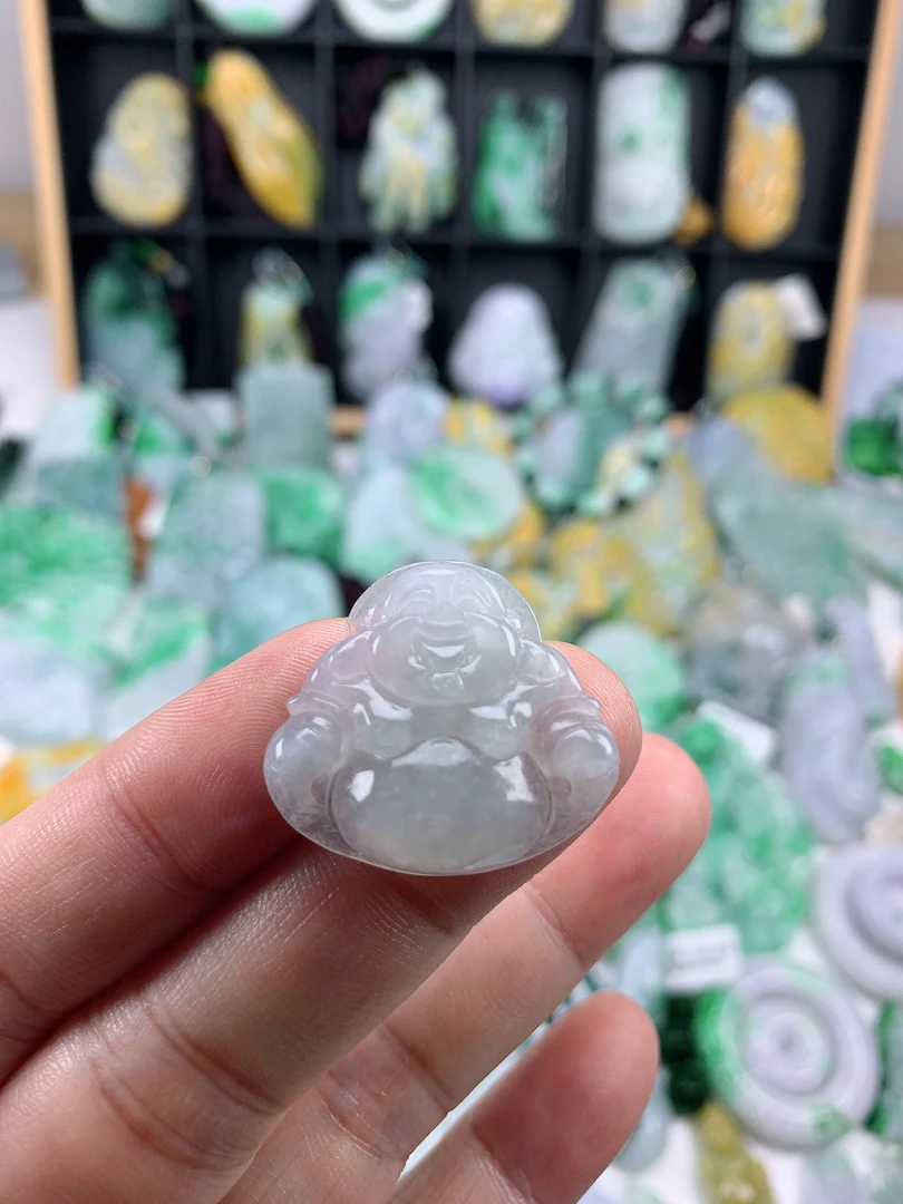 缅甸天然A货翡翠冰种佛公吊坠27.7-24.9-6.4