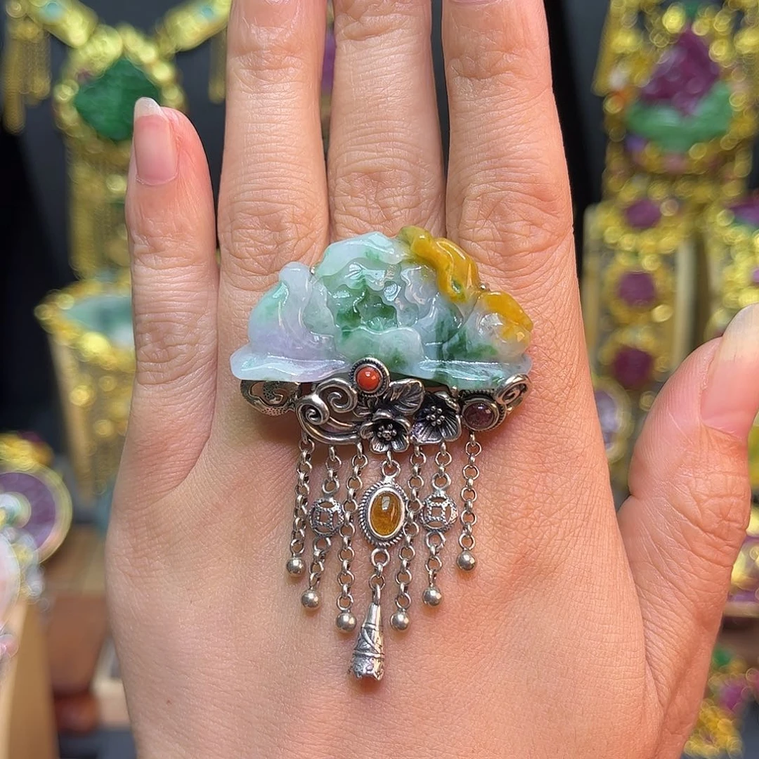 翡翠戒指银S925镶嵌