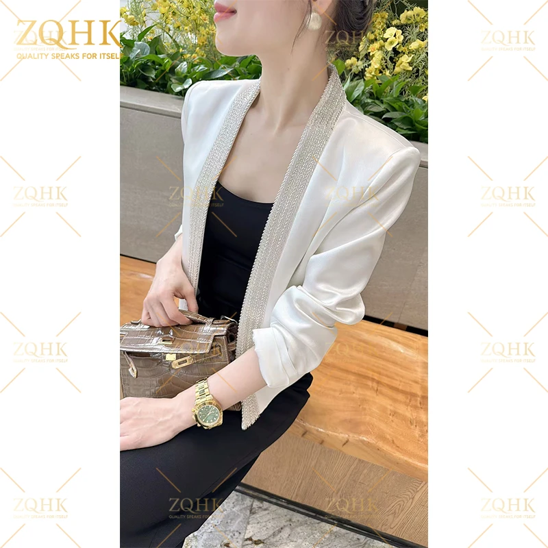 ZQHK【ZQHK】子琪品牌新款气质修身钉珠醋酸外套