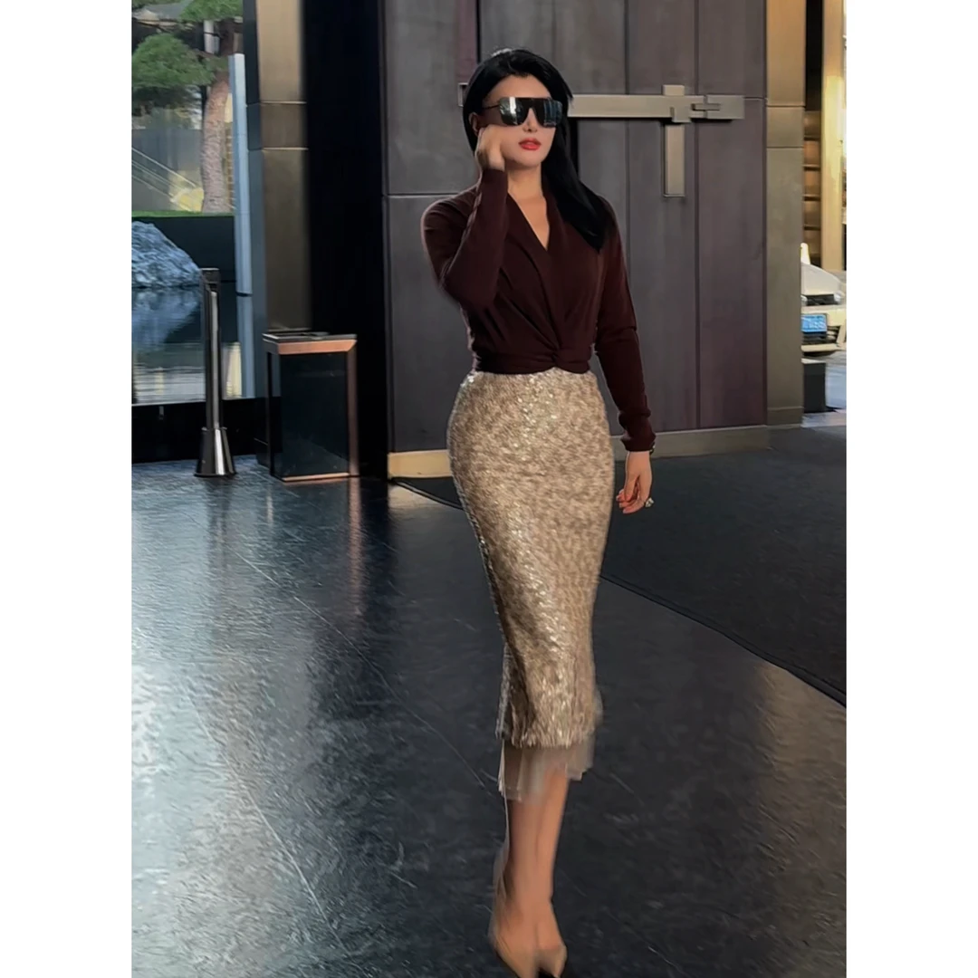 YJ【秋日来信】设计感针织V领绑带针织衫高级感减龄显瘦气质