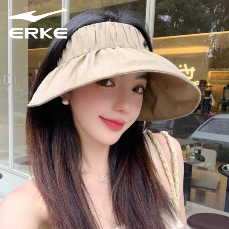 鸿星尔克贝壳防晒帽遮阳女夏季遮阳防紫外线太阳帽骑车出游空顶帽