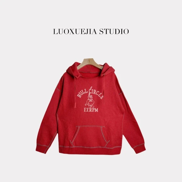 LXJ25607「时髦减龄」小众个性慵懒加绒撞色字母卫衣