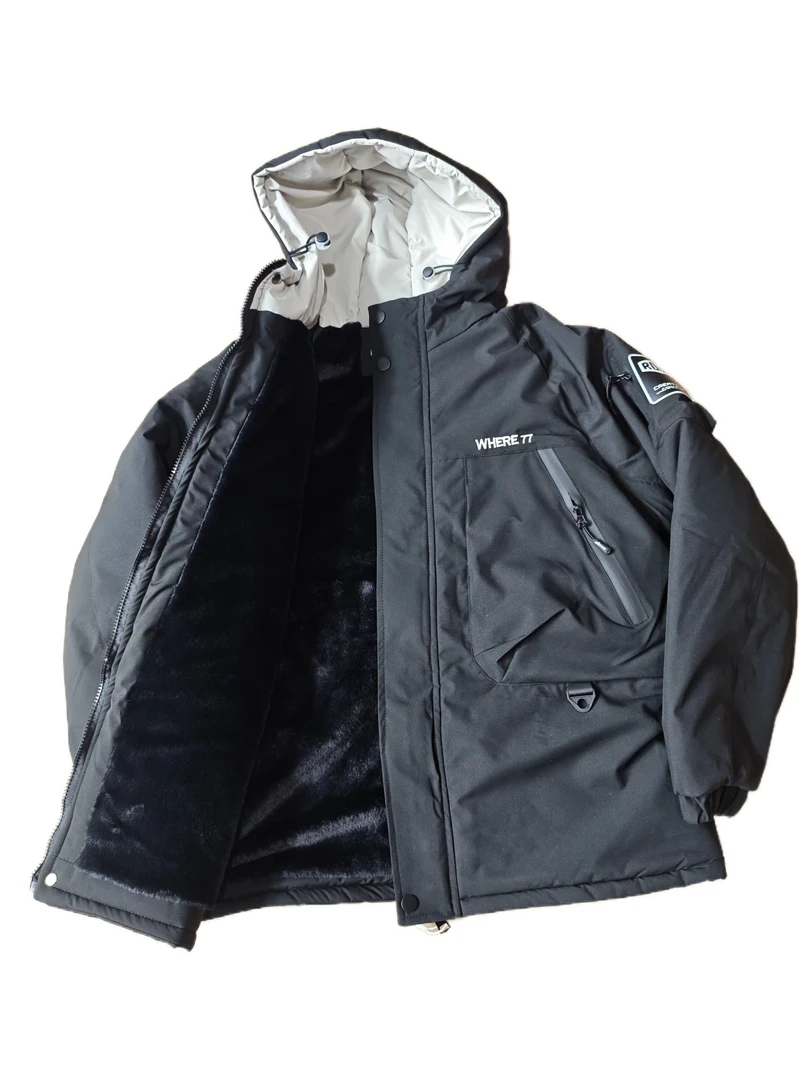 青少年加绒加厚款保暖派客服外套505