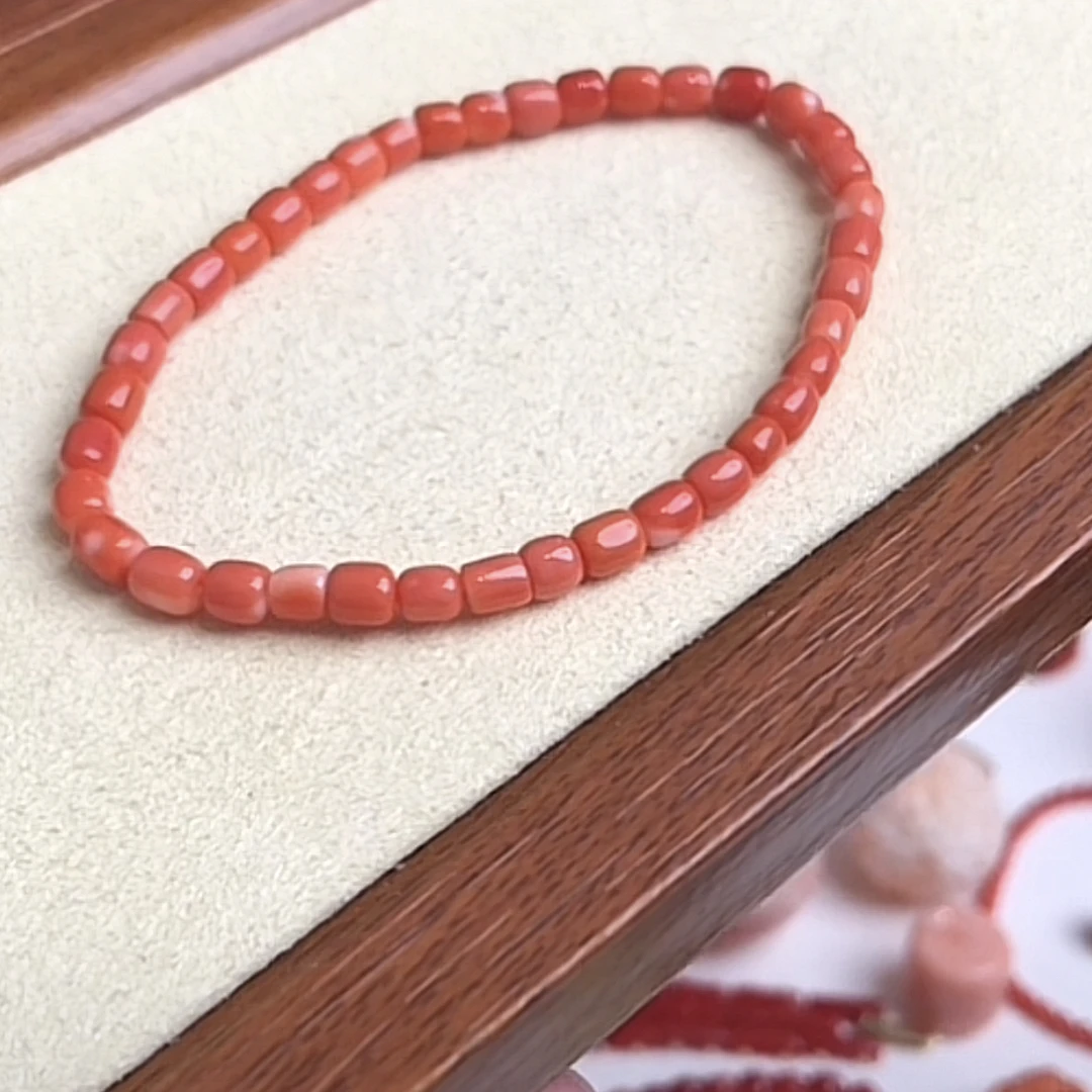 momo珊瑚桶珠手串一条高品质