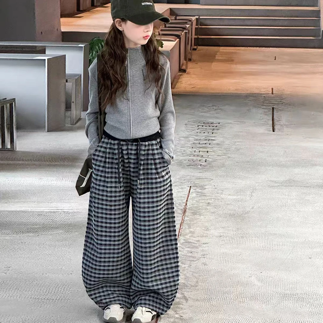 【两件套】女童装春秋装套装2025新款中大儿童运动卫衣条纹裤两件套