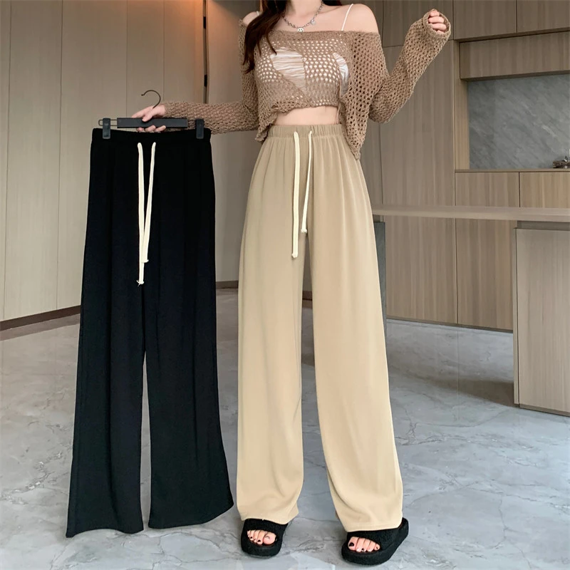梨形身材慵懒风休闲裤女大码春秋胖妹妹显瘦直筒裤宽松阔腿裤长裤