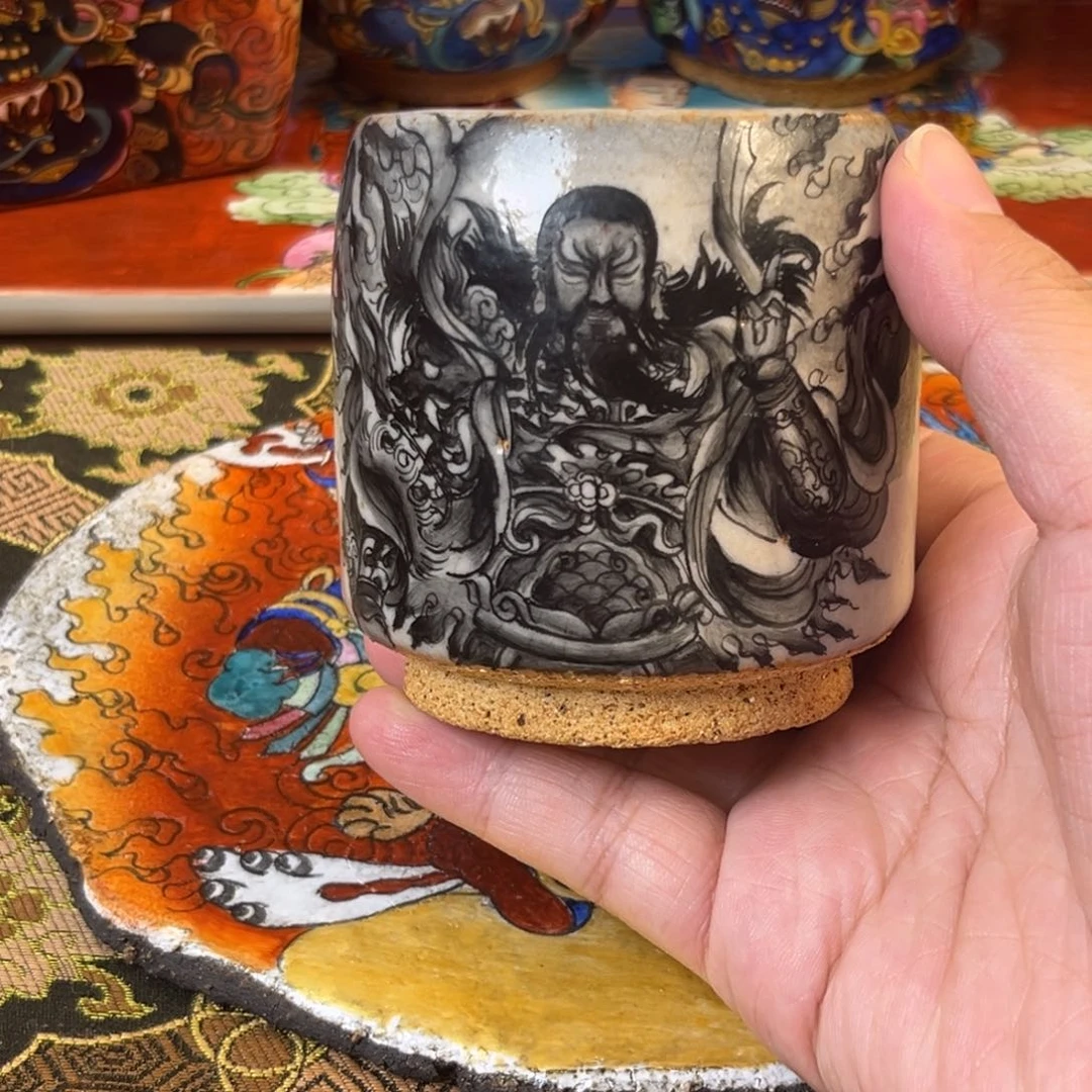 手工手绘真武大帝茶杯