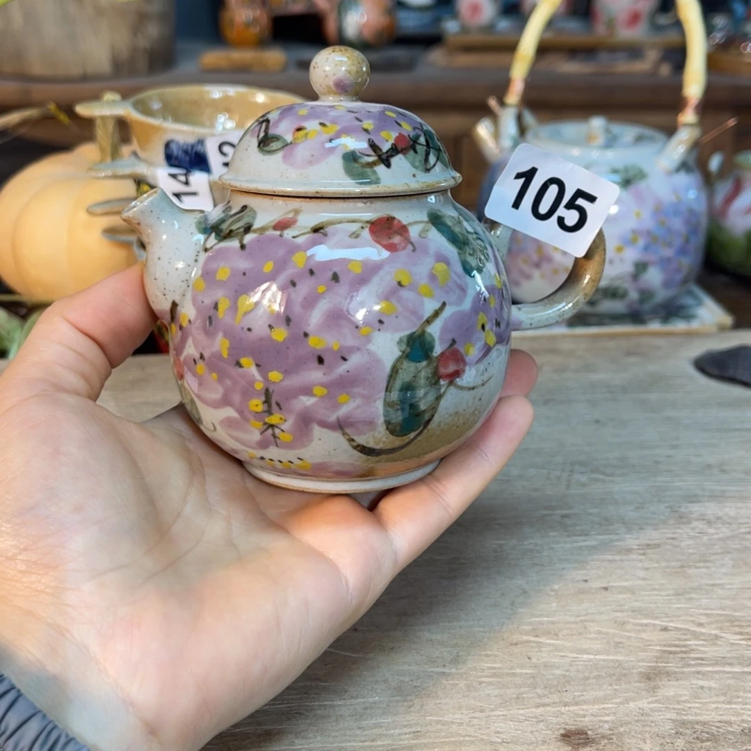 壶素浅陶瓷手工手绘