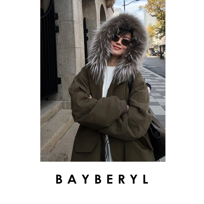 BAYBERYL老贝超及飞侠*工装派克貉子毛领冬外套YRF5K0310-12/7