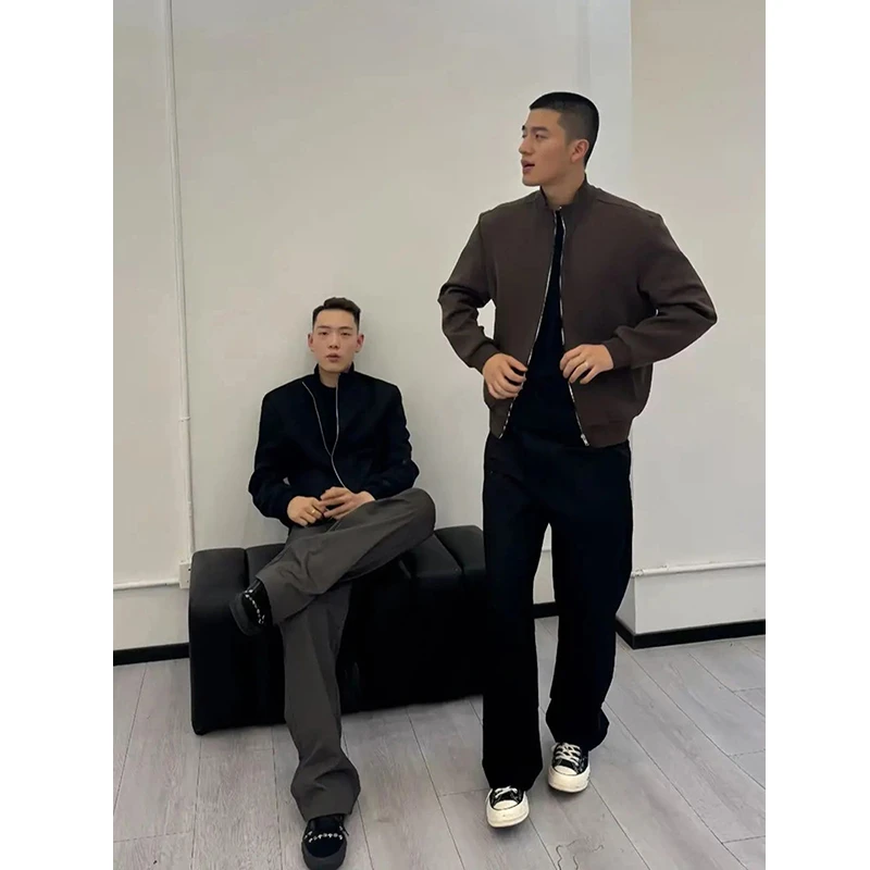何以至此美式复古立领夹克男秋季流行穿搭飞行员短款拉链开衫外套