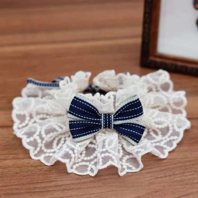 公主蝴蝶结项圈口水巾围嘴围脖可爱小型犬狗狗蕾丝猫咪围脖子宠物