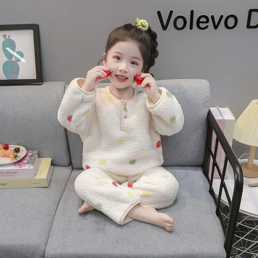 儿童睡衣秋冬款儿童法兰绒套装2025新款女孩珊瑚绒宝宝加绒家居服
