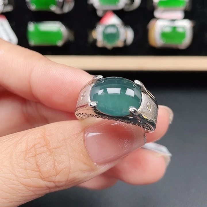 翡翠银S925镶嵌戒指编号3148没运费险