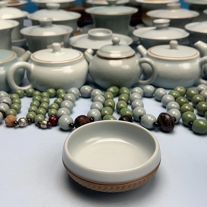 杯重工仿古月白釉普洱杯原矿原釉原产地