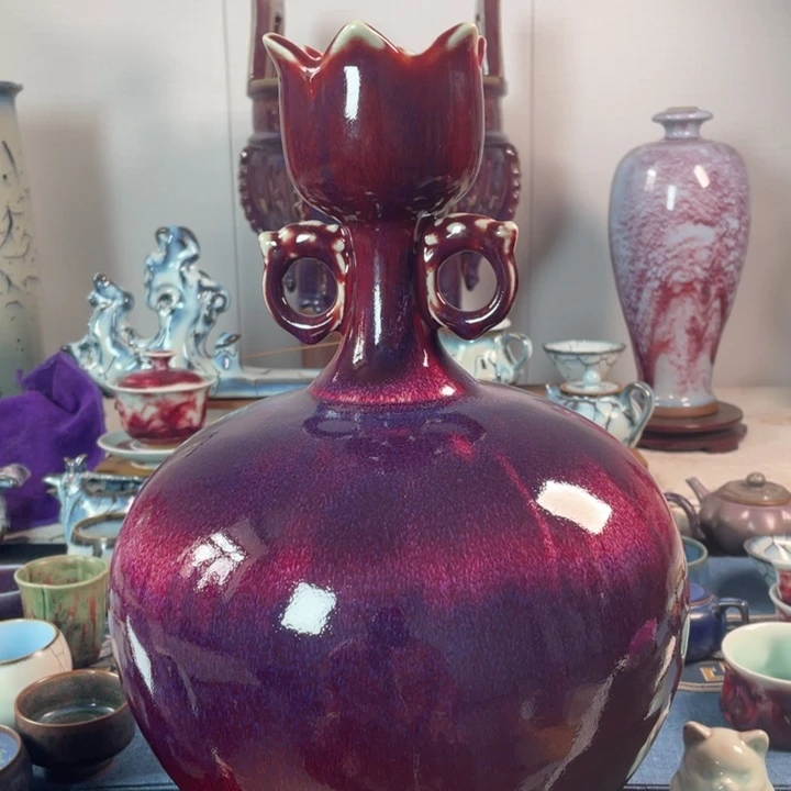 摆件钧瓷莲花尊。。。。。