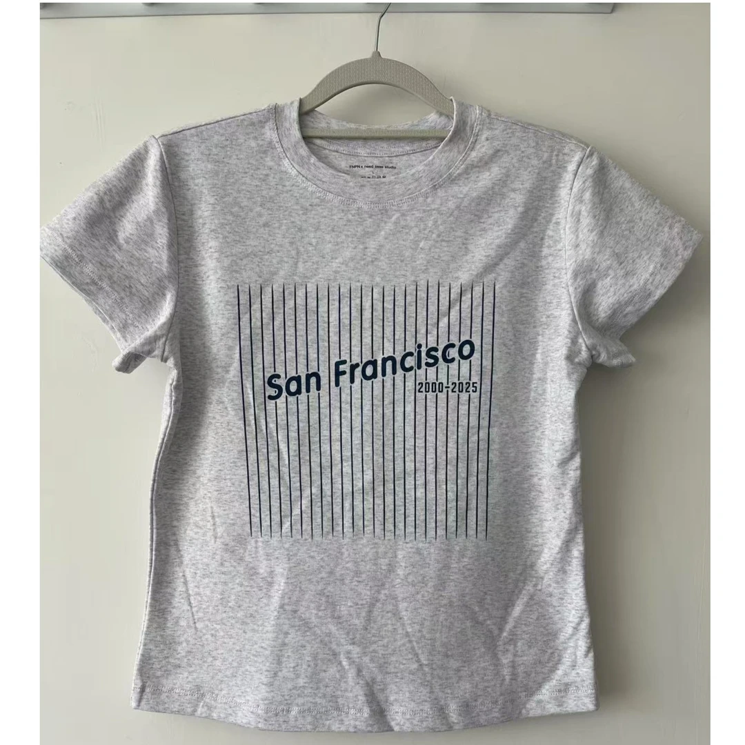 jennie珍妮同款 红色海豚印花修身显瘦辣妹圆领短袖T恤复古上衣