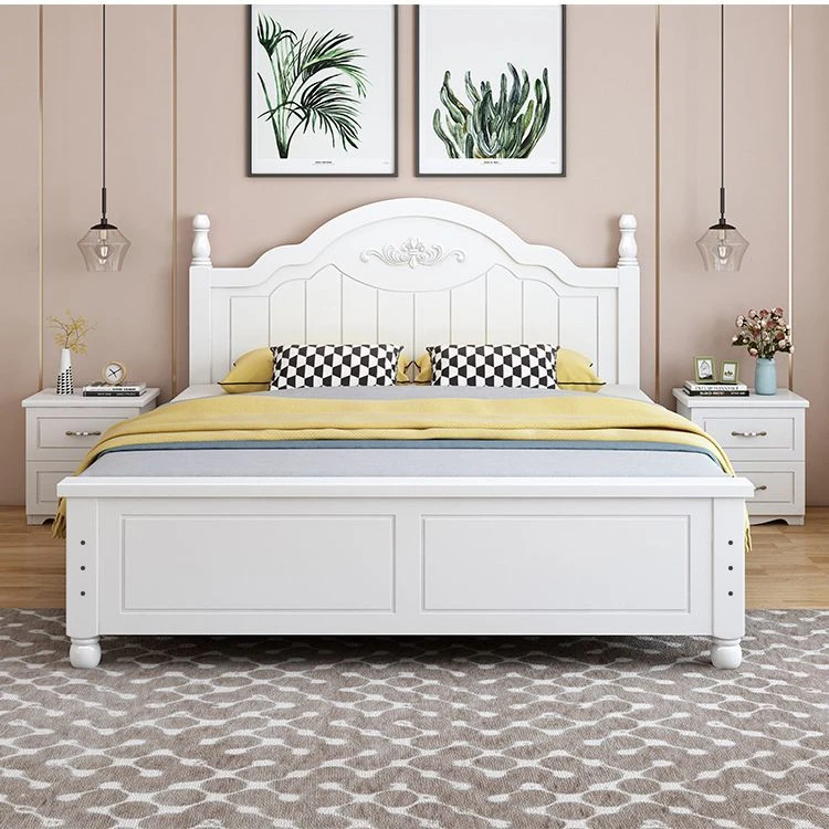 2024款实木床双人1.8x2米主卧白色加厚大床屋家用1.2米公主床