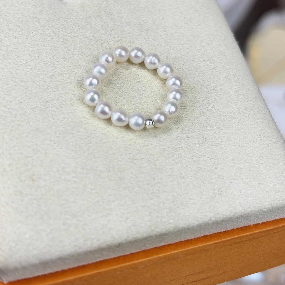 戒指银S925镶嵌淡水珍珠