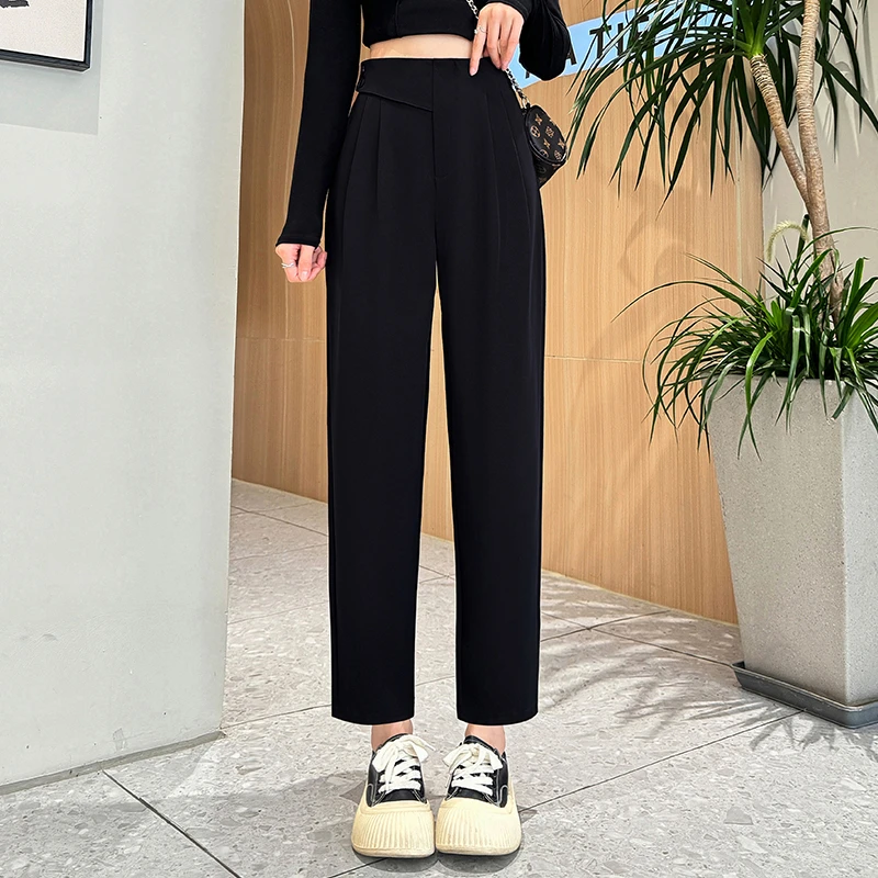 高腰显瘦九分裤女春秋季新款休闲百搭西装裤垂感小个子哈伦烟管裤