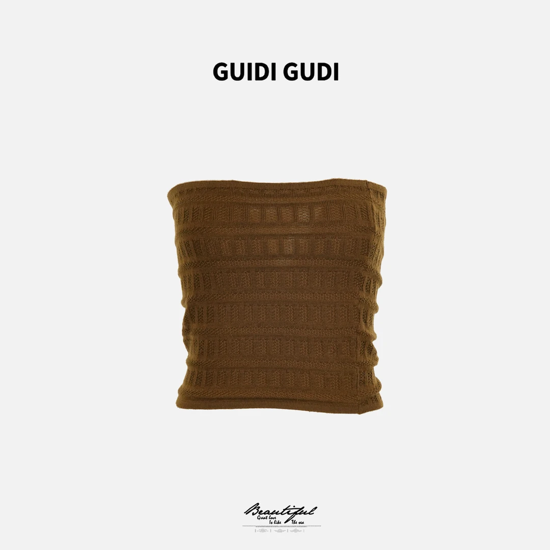 GUIDI GUDI【没有舍不得】绵羊毛辣妹抹胸背心/黄加蓝