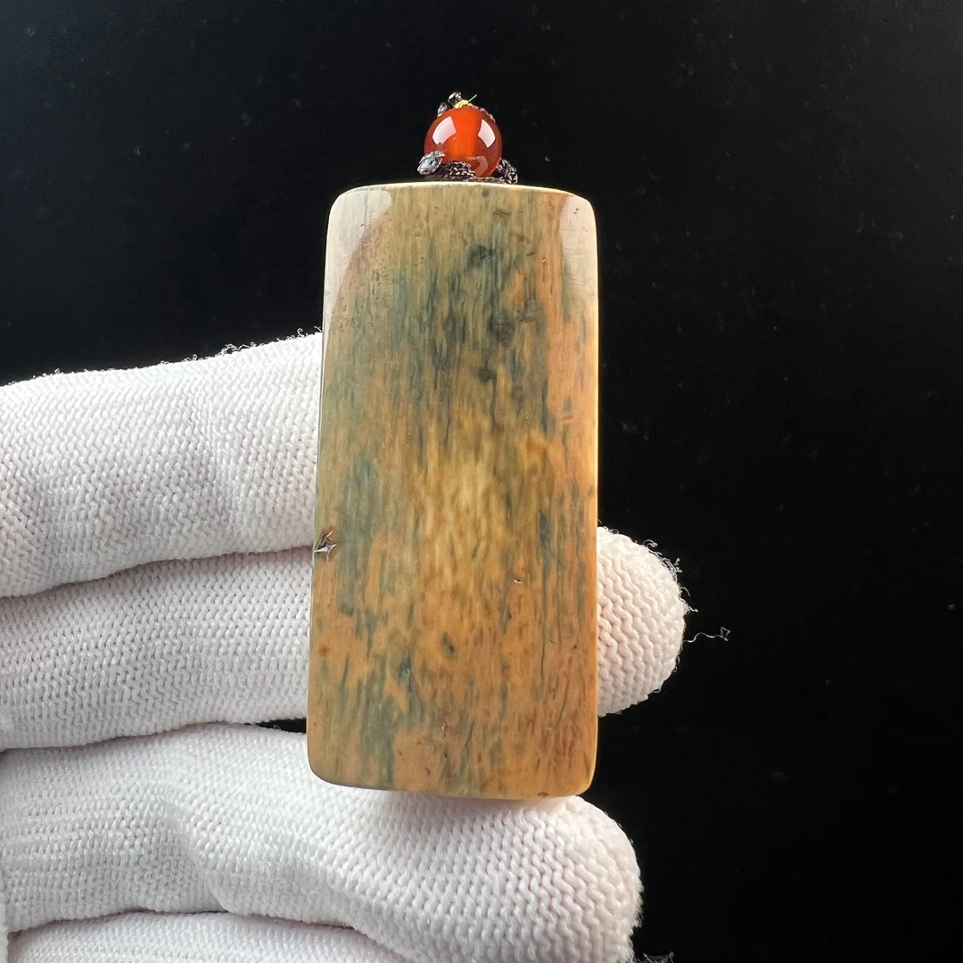 P1427 天然猛犸牙金皮肥皂无事牌 21×48×8mm支持复检 假一罚四