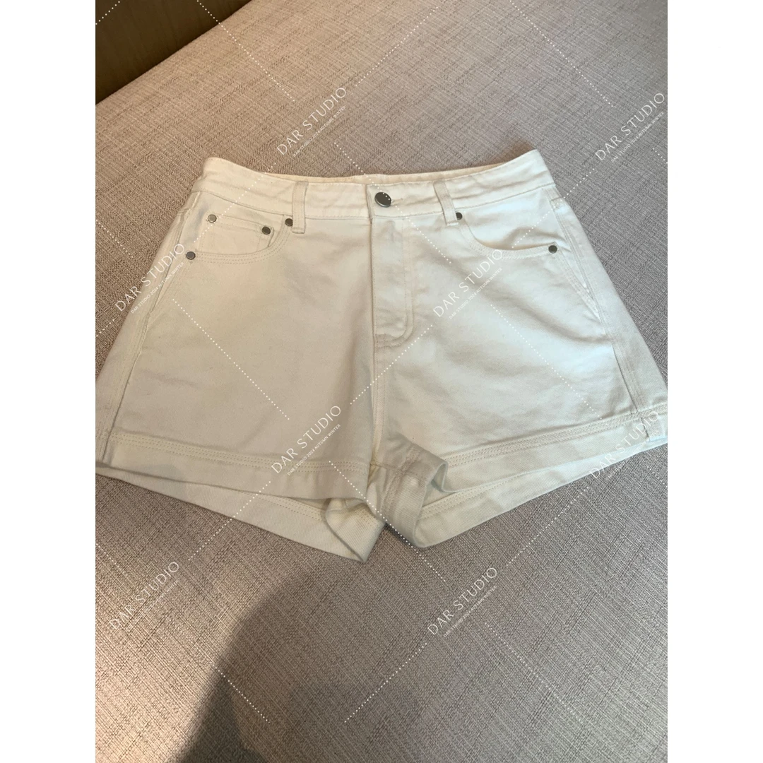 DAR STUDIO 深圳货【白栀牛仔】2025夏季新款休闲百搭牛仔短裤84407
