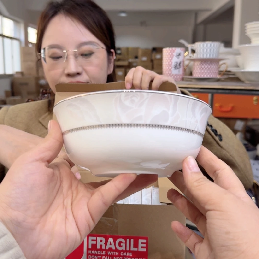 骨瓷高骨6英寸饭碗15cm4个外贸骨瓷