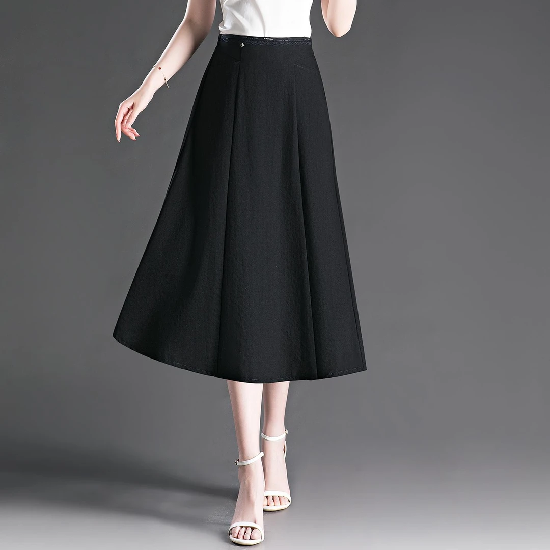 法劳格亚麻半身裙女夏薄款2025年新款中长款高腰纯欲慵懒风女装