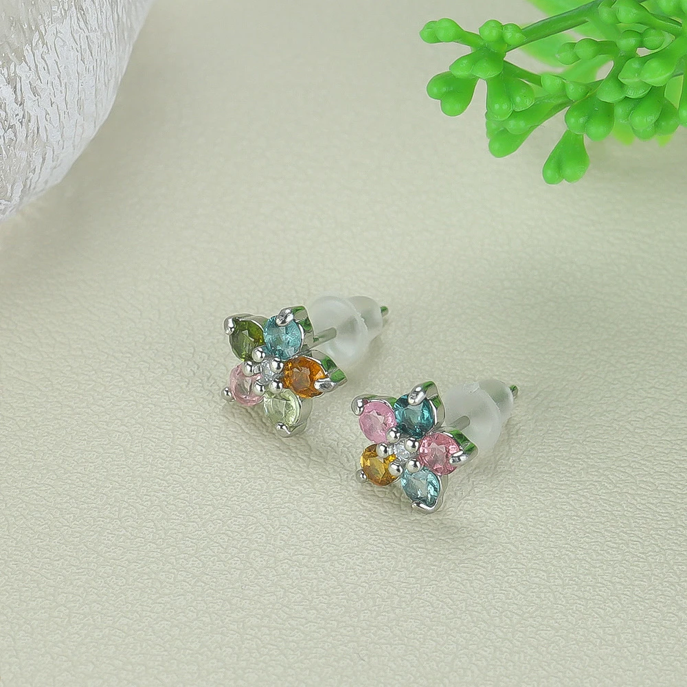 101新疆小别克碧玺太阳花耳钉