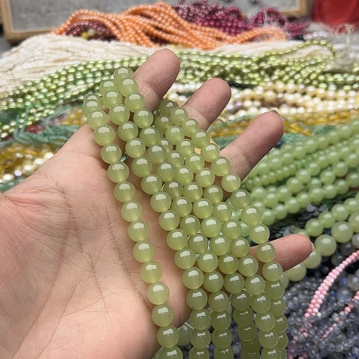 玛瑙/玉髓珠宝半成品未镶嵌一条8mm岫玉