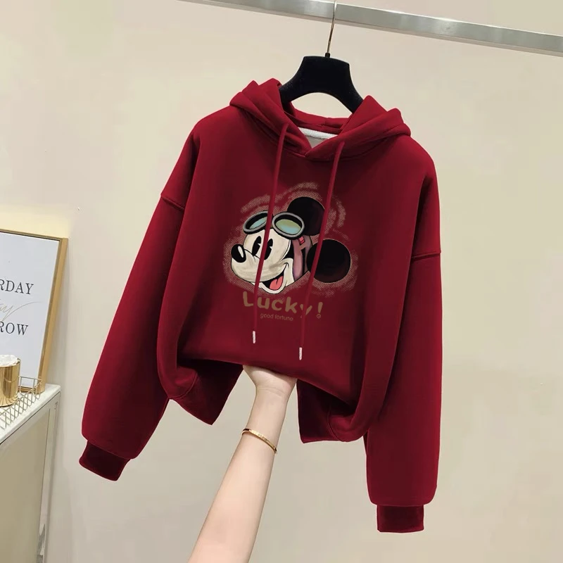 设计感小众秋冬新款2025加绒加厚套头连帽卫衣女短款宽松韩版外套