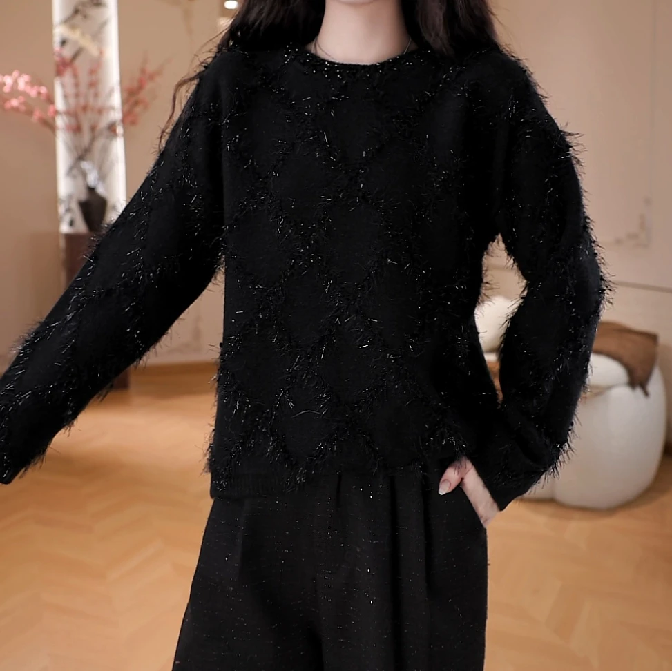 诗诗·时尚网红毛针织衫慵懒设计宽松秋冬保暖套头毛衣SS-000288H