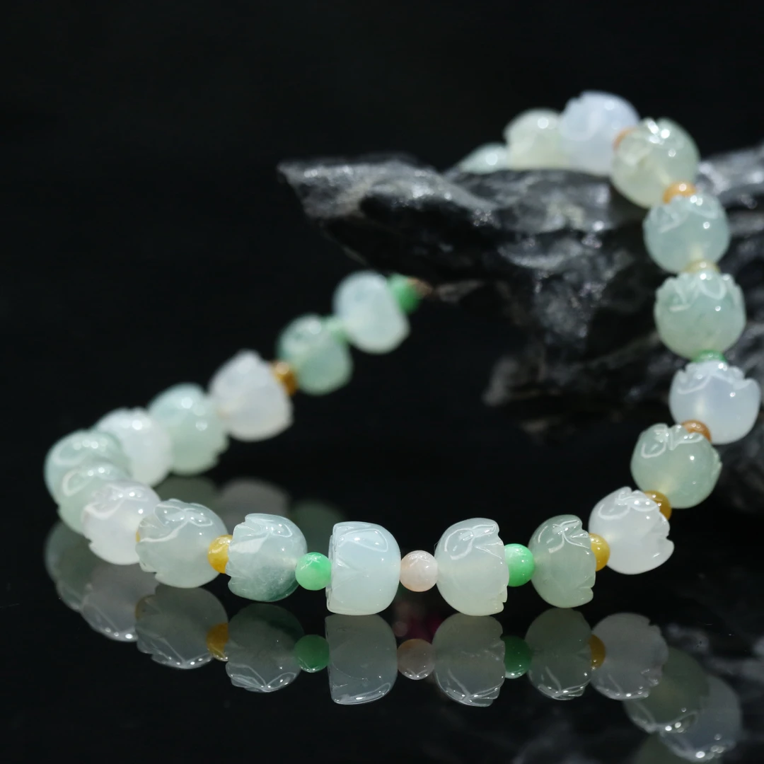 FC28天然缅甸翡翠A货冰手串/800912/保利厦门拍卖