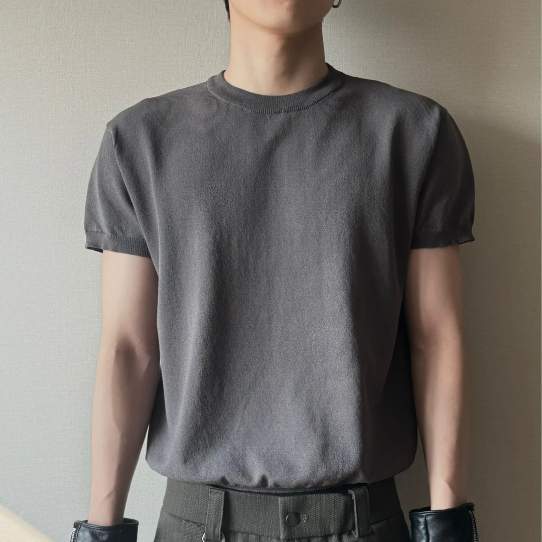 FEEL UP 简约纯色短袖T恤男夏季天丝凉感小领口cleanfit针织上衣