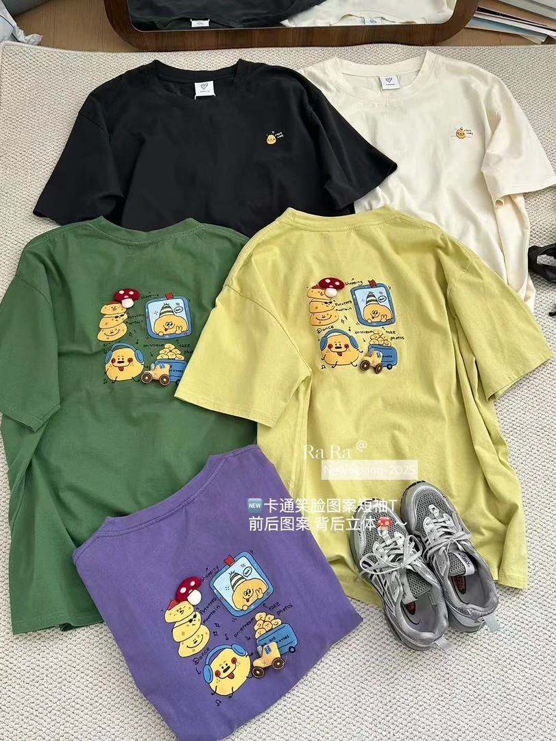 【编码500-599】大版休闲中长款印花宽松慵懒风短袖长袖卫衣上衣女