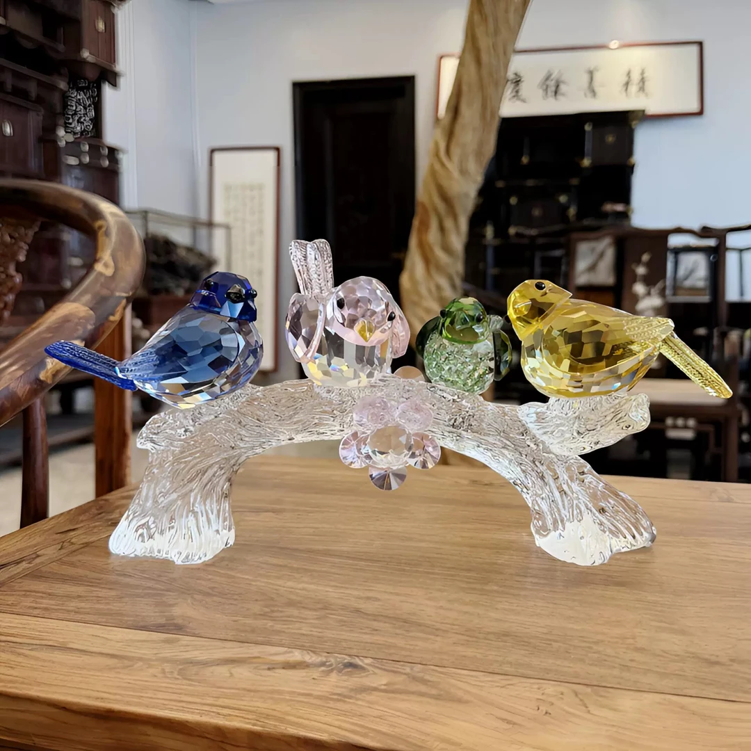 K9水晶喜鹊鸟喜上眉梢家居摆件客厅软装装饰品