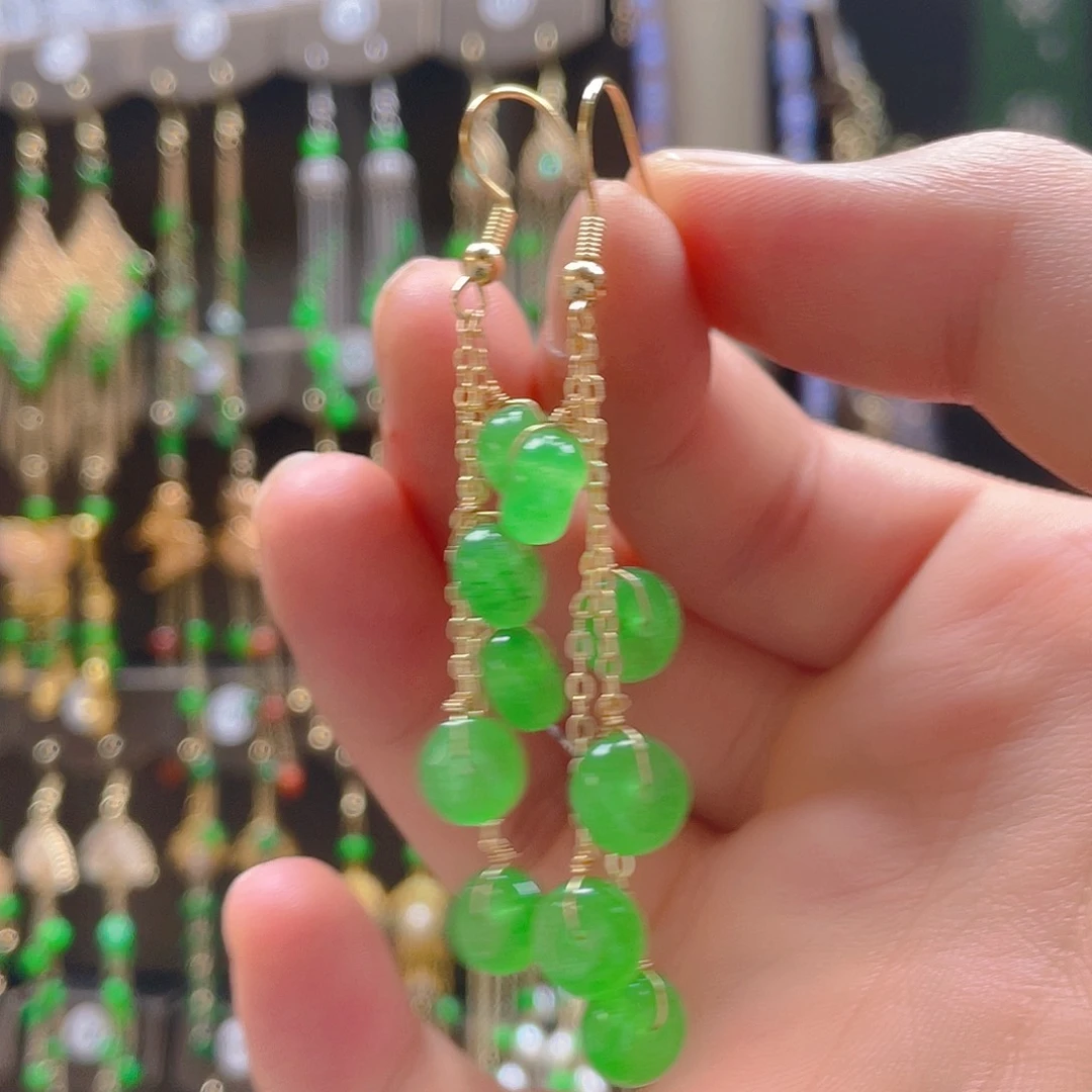 玛瑙/玉髓耳饰合金