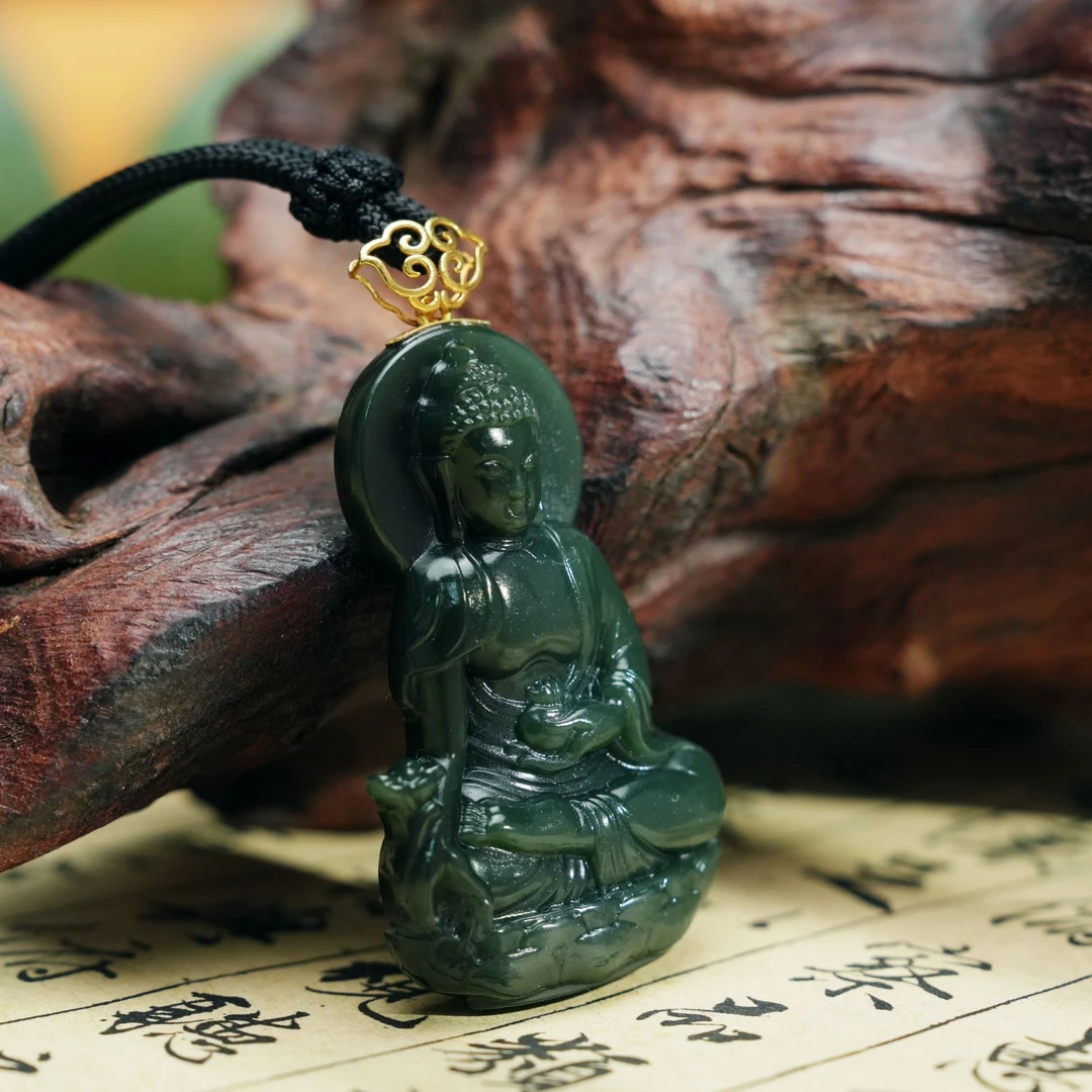 扶摇臻选 | 18K金镶塔青药师F吊坠