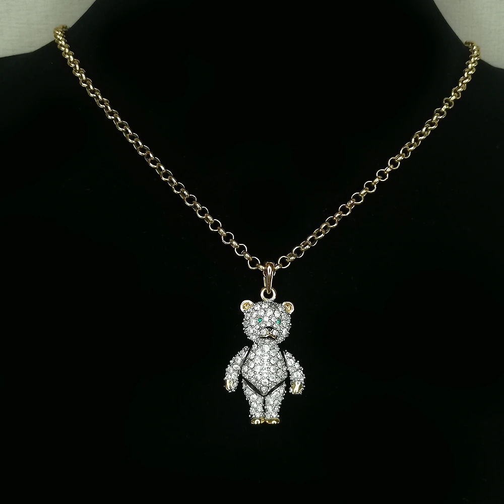 施华洛vintage限量重工密镶小熊项链[2501204-089]