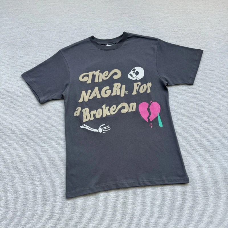 【重磅短袖】发泡字母短T高街嘻哈美潮vintage骨骼复古做旧短袖T恤