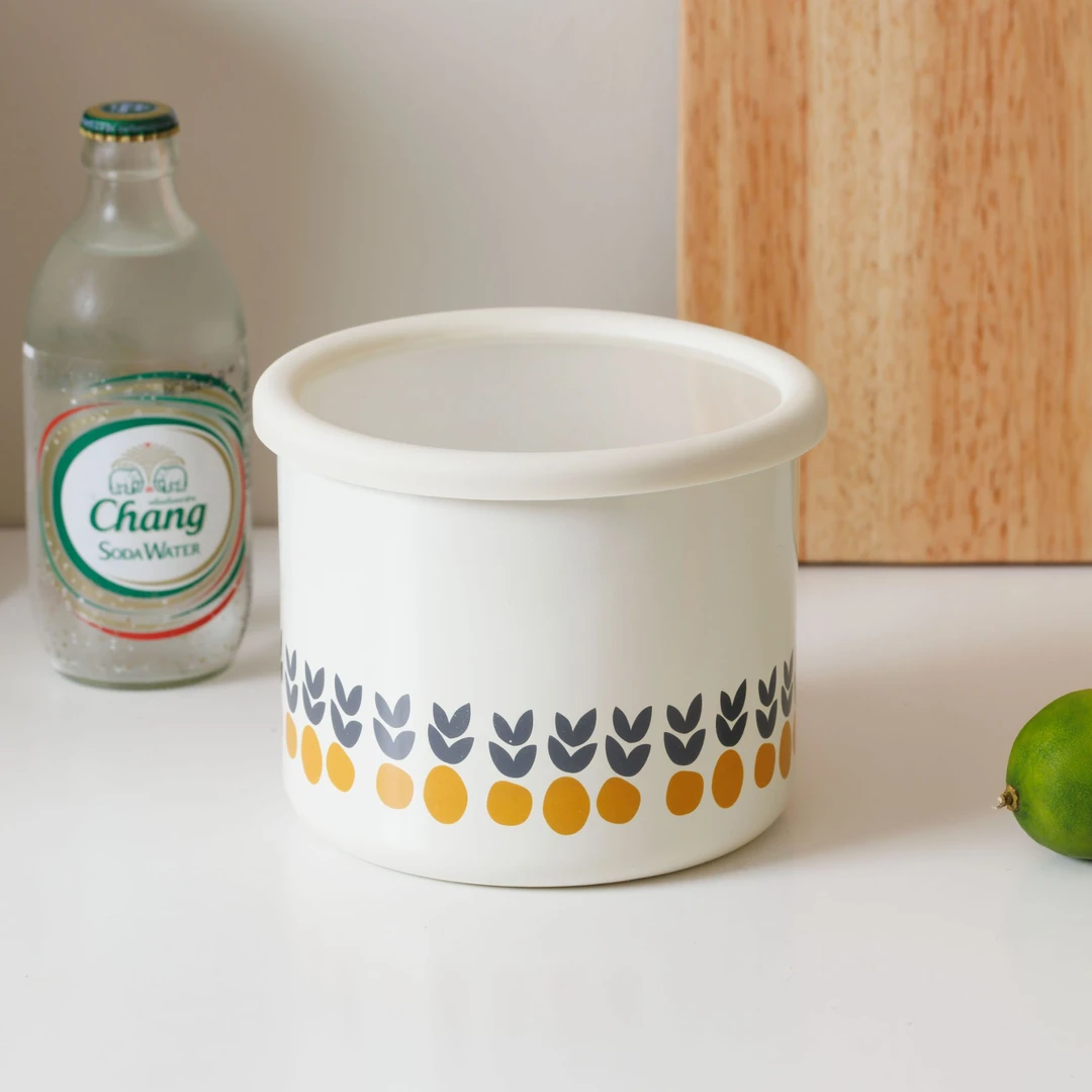 【两只装】13CM 1L 橘子花 搪瓷储物罐茶叶罐