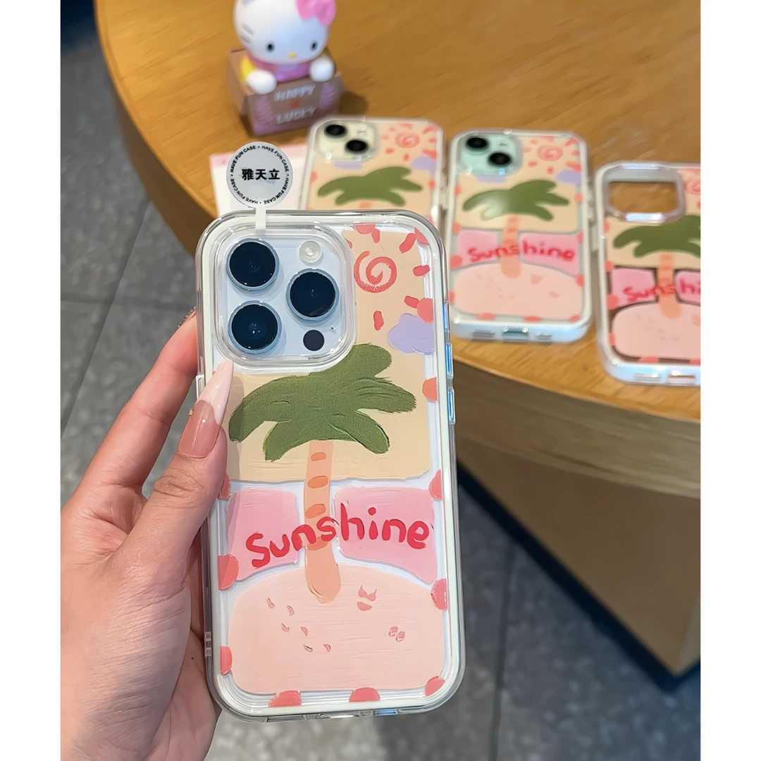 雅天立夏日沙滩椰树适用iPhone16promax苹果13/15手机壳14新款11