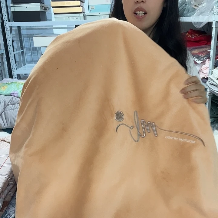 真丝长绒棉真丝黄色标准绒床盖