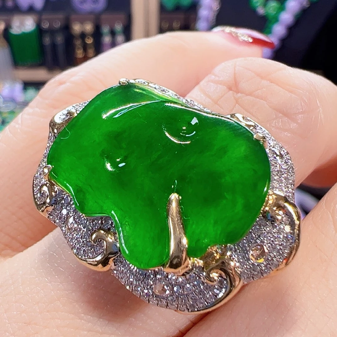 翡翠18K金镶嵌戒指签收后24小时鉴赏期