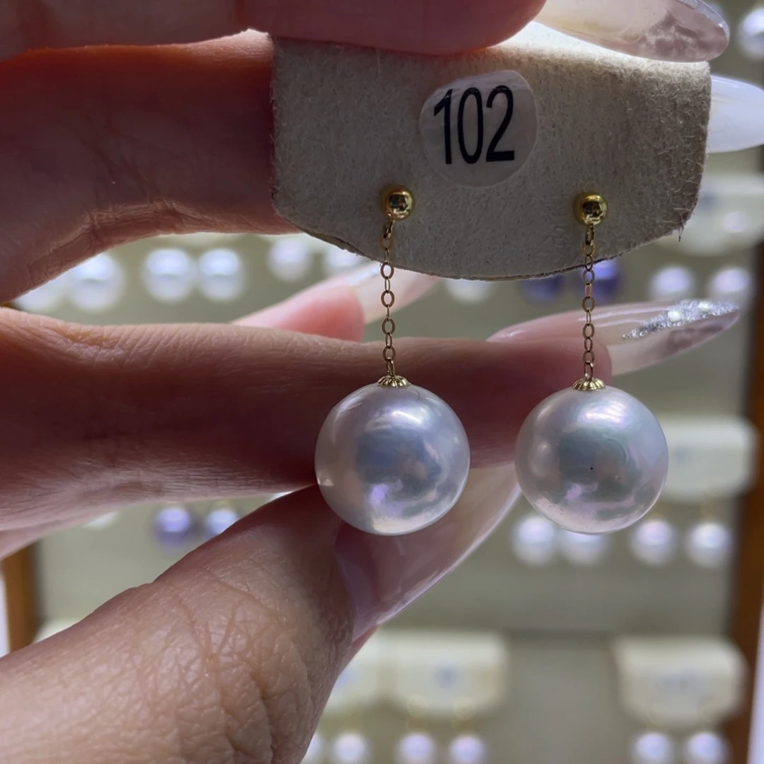 淡水珍珠耳饰18K金镶嵌